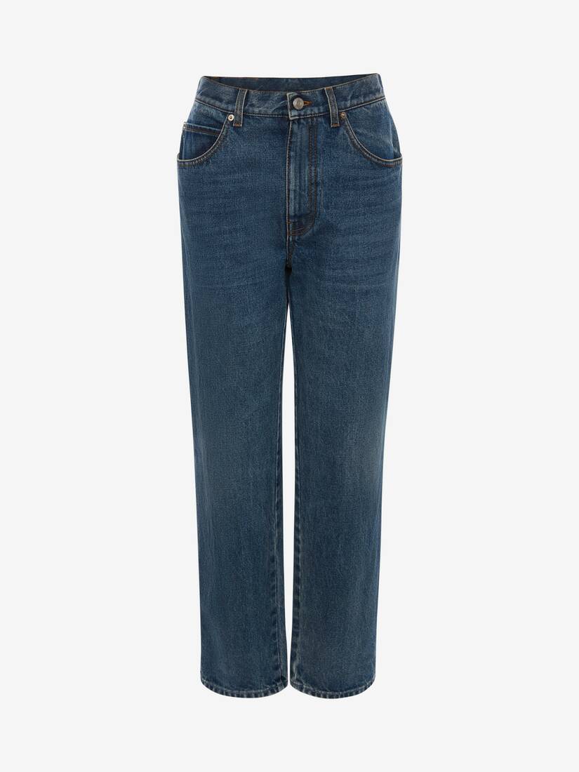 Pantalones Alexander McQueen Boyfriend Denim Mujer - Azules - Mexico 793-FJCOIH